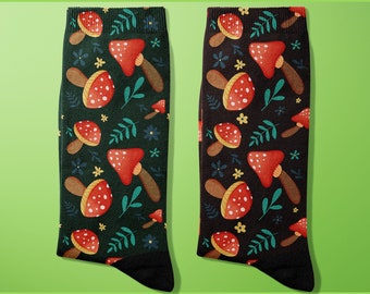 Calcetines con forma de seta de Styling Socks, calcetines retro, calcetines con estilo, calcetines con forma de seta venenosa, calcetines con forma de comida, calcetines con forma de hongo, calcetines divertidos y bonitos, calcetines con forma de planta