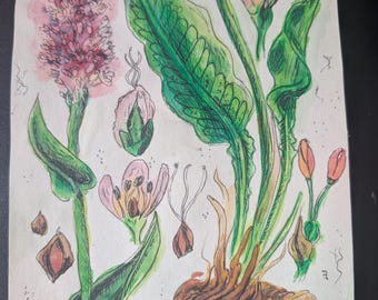 Botanical Wall Art | Frühlingsdekoration | pflanzen Aquarell | Dekorative Wandpostkarten | original | Handmade Nature Lover decoration gift