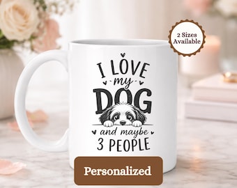 Personalized Dog Mom Mug, Funny Dog Lover Coffee Cup, Cute Puppy Peeking Design, Pet Owner Gift for Her, Best Friend Birthday Mug