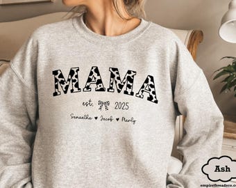 Personalized Mama Sweatshirt with Kids Names, Mom Sweater, Mothers Day Gift, Valentines Day, Birthday, Baby Shower