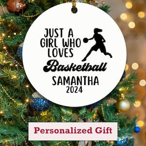 Custom Personalized Basketball Ornament | Just a Girl Who Loves Basketball | Christmas Gift | Kids Basketball |Basketball Lover | Xmas