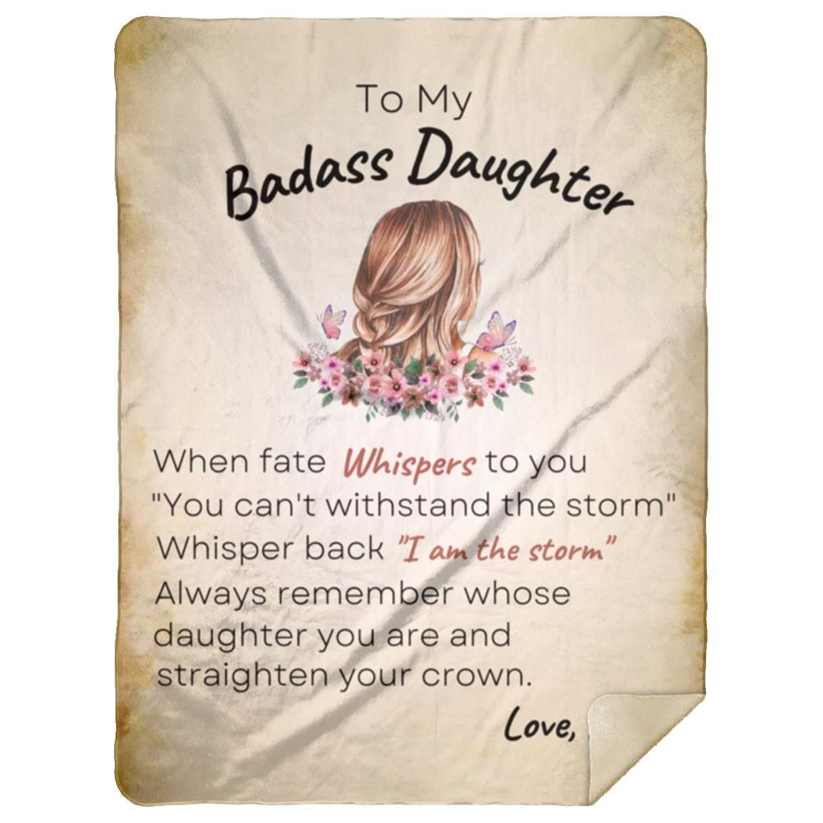 Badass Daughter Blanket, Fleece Blanket, Sherpa Blanket, Graduation Gift, Inspirational Gift