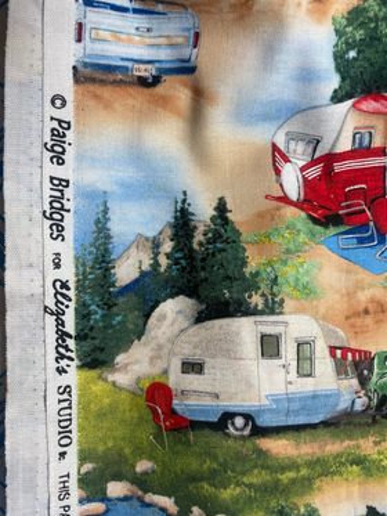 Retro Camping Trailers Motorhomes Outdoors Quilting Fabric. Etsy