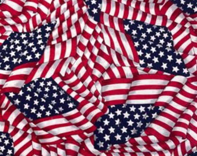 American Flag Fabric Waving Classic Patriotic Fabric 100% Cotton 45" by ...