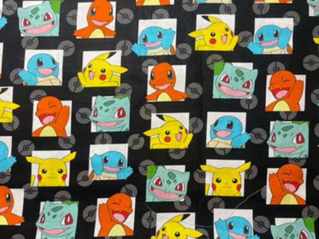 Pokémon Fabric Pokémon Friends Square Ball Print. 45 Wide Cotton. Sold ...