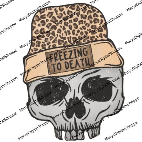 Freezing to death, Beanie Skull Leopard Print Freezing To Death Skeleton. Dead Inside Skulls. Winter Designs. Cheetah. PNG