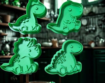 4-Piece Dinosaur Cookie Cutter Set – Fun Prehistoric Baking