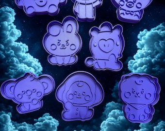 Ensemble d'emporte-pièces inspiré du BT21 – Outils de cuisson pour personnages K-Pop