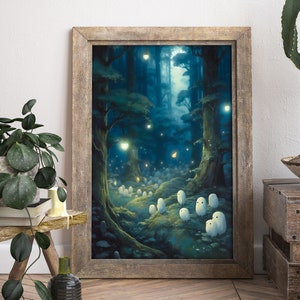 Princess Mononoke Digital Art: Kodama in the Moonlight | Studio Ghibli | Mononoke Art | Forest Spirits