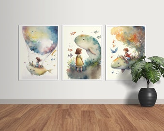 Studio Ghibli Inspired Watercolor Print | Dreamy Nursery Art (Digital Download)