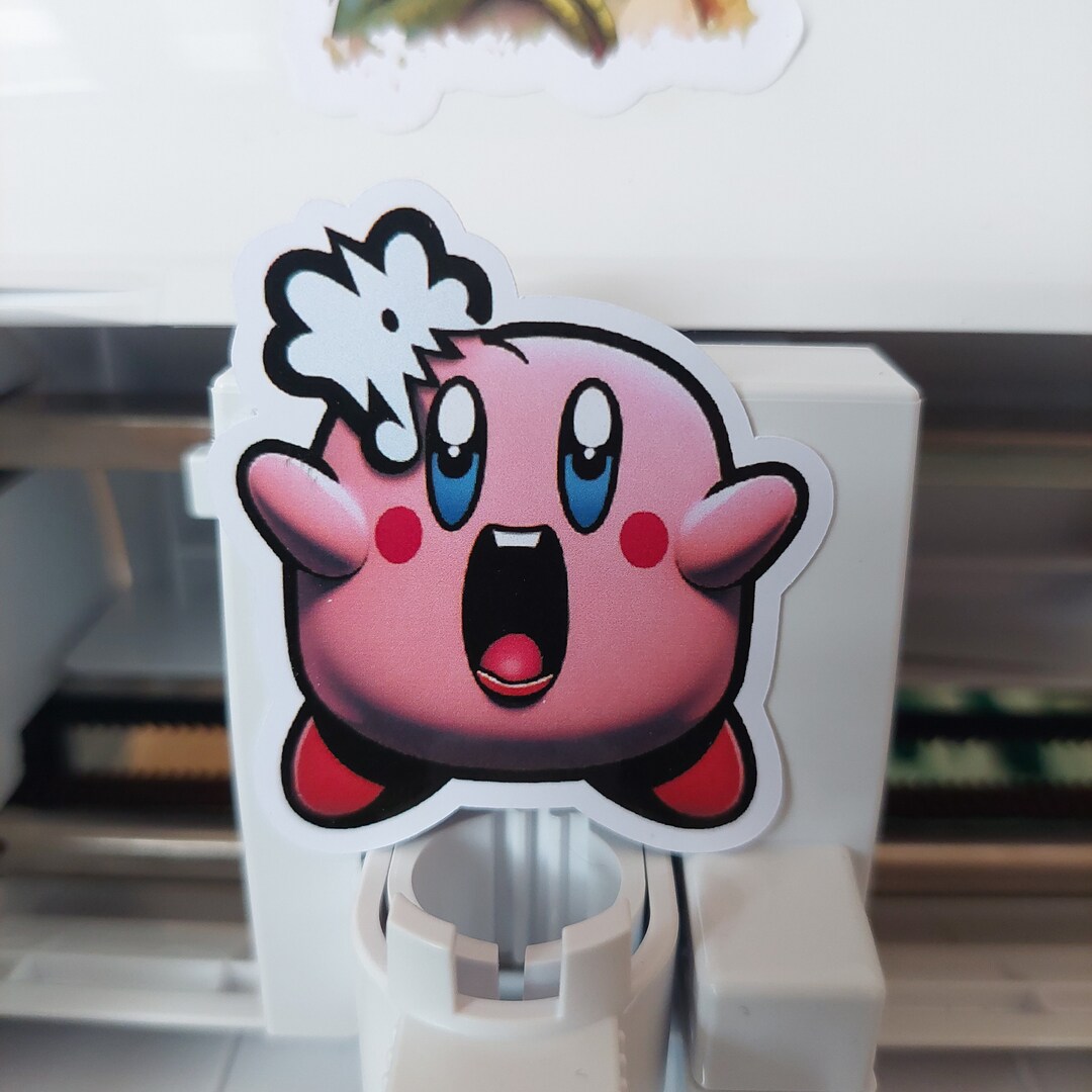 Amazed Kirby Sticker Kirbys Surprised Reaction Decal Etsy