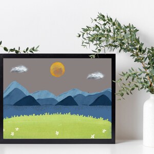 Watercolor Mountain Canvas Print Mountain Landscape Print Mountain Forest Landscape Canvas Painting