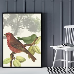 Bird Canvas Print Cute Bird Wall Art Print Animal Wall Art Canvas Print Bird and Flower Canvas Poster