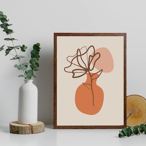 Minimal Ceramic Flower Print  Print Vase Wall Art Print Abstract Digital Print Abstract Minimal Print Minimalist Flower Art Print