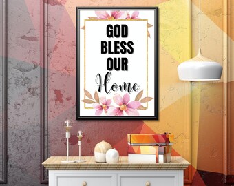 Printable Artwork GOD BLESS Our HOME Digital Download Art for Etsy