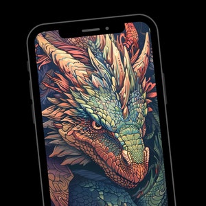 Mythical Dragon, iPhone Wallpaper, Smartphone Background, Android, Mobile Digital Download.