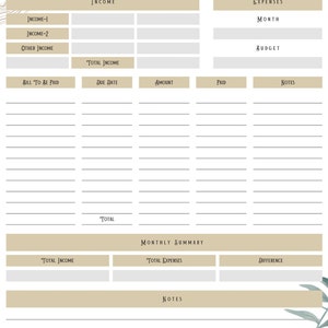 Monthly budgeting