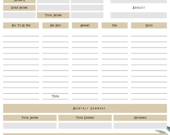 Monthly budgeting