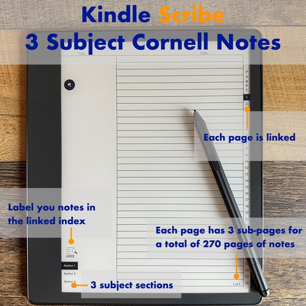 Kindle Scribe Notes Template Etsy