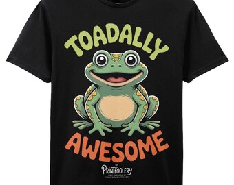 Toad T Shirt, Black Cotton Unisex Tee with Frog Pun Print