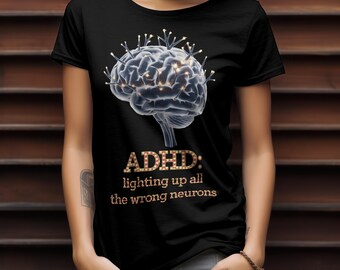 Camiseta Cérebro TDAH: Camiseta engraçada sobre saúde mental neurodivergente