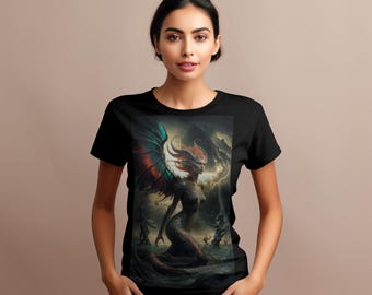 Dragon Sorceress T-Shirt Dark Fantasy Shirt Magic Ascension Graphic Tee Gothic Apparel Gift