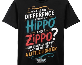 Funny Pun T-Shirt | “Hippo vs Zippo” Wordplay Humour Tee | Colourful Brush Stroke Design