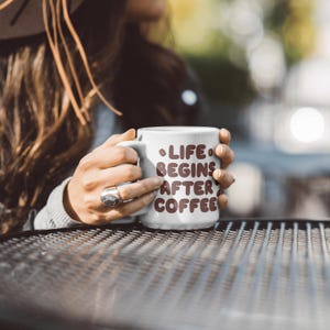 caffeine addict, Life Begins After Coffee Mug, Morning Motivational Gift, 11oz Tea Cup, Gifts for Coffee Lovers, Office Desk Mug
