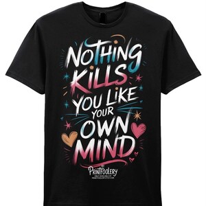 Camiseta de salud mental, 100% algodón, con estampado de cita y corte unisex.