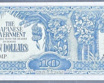 Billete de 10 dólares de Malasia de 1942: Moneda de la invasión japonesa de la Segunda Guerra Mundial