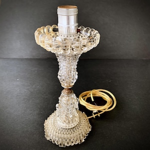 Mid Century Glass Table Lamp, New Wiring