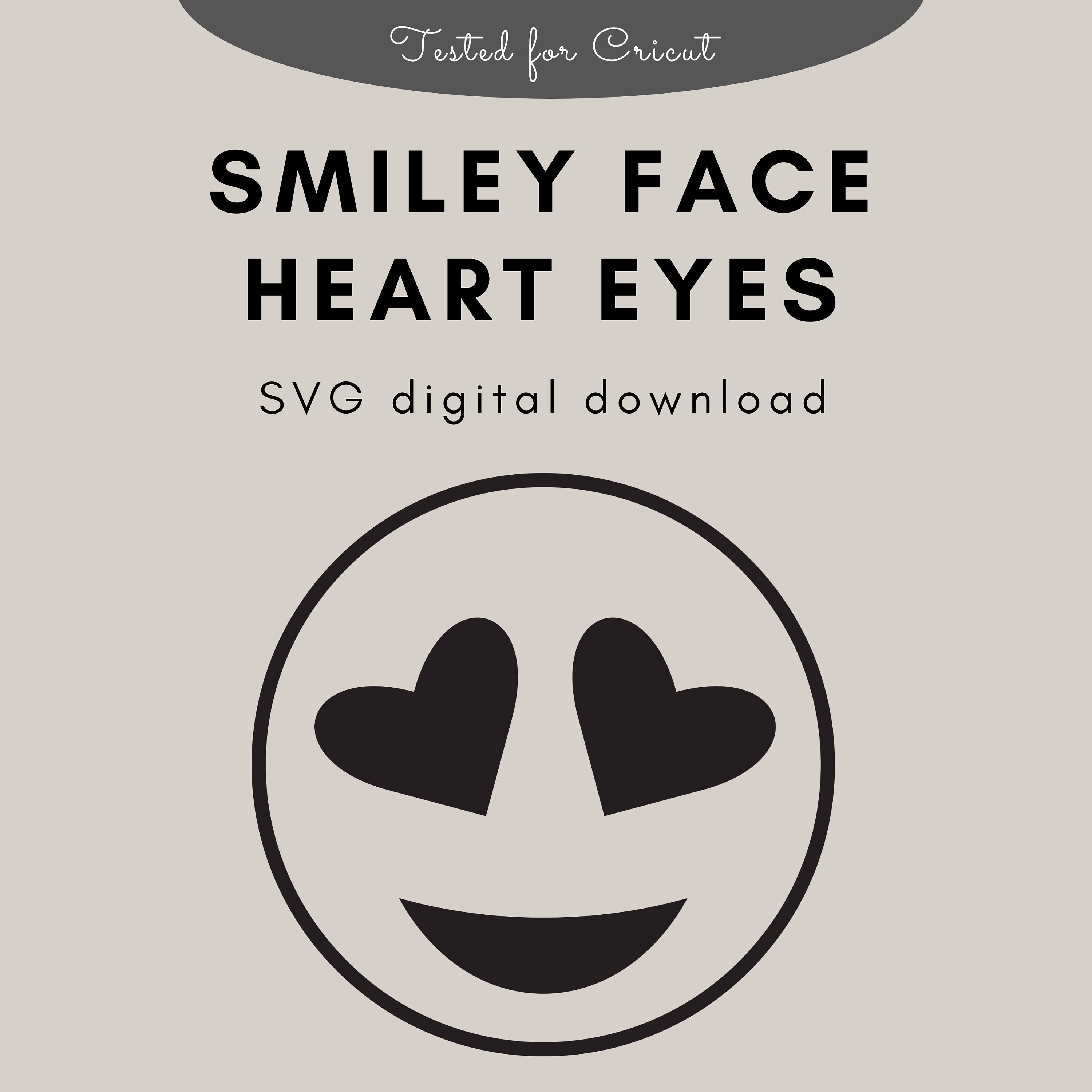 Smiley Face Large Heart Eyes SVG Digital Download svg, Jpg, Png, and ...