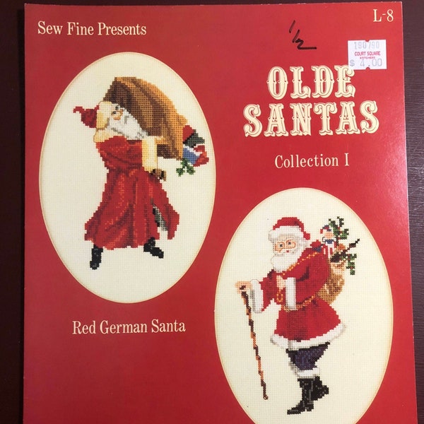 Sew Fine Designs Red German Santa, Olde Santas Collection I 1909 St. Nick Vintage 1985 Counted Cross Stitch Pattern