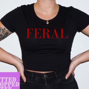 FERAL Baby Tee, Doja Crop Top, Paint The Town Red Tee, Feral Baby Shirt, Music Video Shirt, Feral Cat Cropped Tee, Unhinged Shirts, Meme Tee