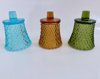 Vintage Diamond Point Peg Votive Cups - Choice of Amber, Green or Blue