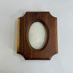 Vintage Wood Frame 5 X 7 Oval Display- Handmade - 3" X 4.5" Photo - Black Walnut