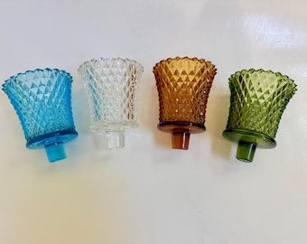 Vintage Diamond Point Peg Votive Cups - Choice of Amber, Green, Clear or Blue