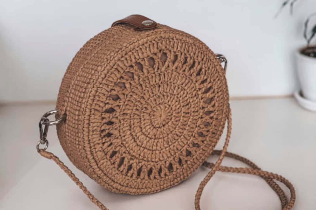 Crochet Pattern Round Bag With Raffia Etsy