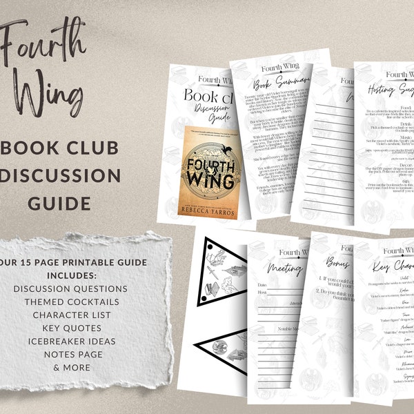 Fourth Wing Book Club Discussion Guide / Rebecca Yarros Book Themed Questions and Activities and Hosting Suggestions
