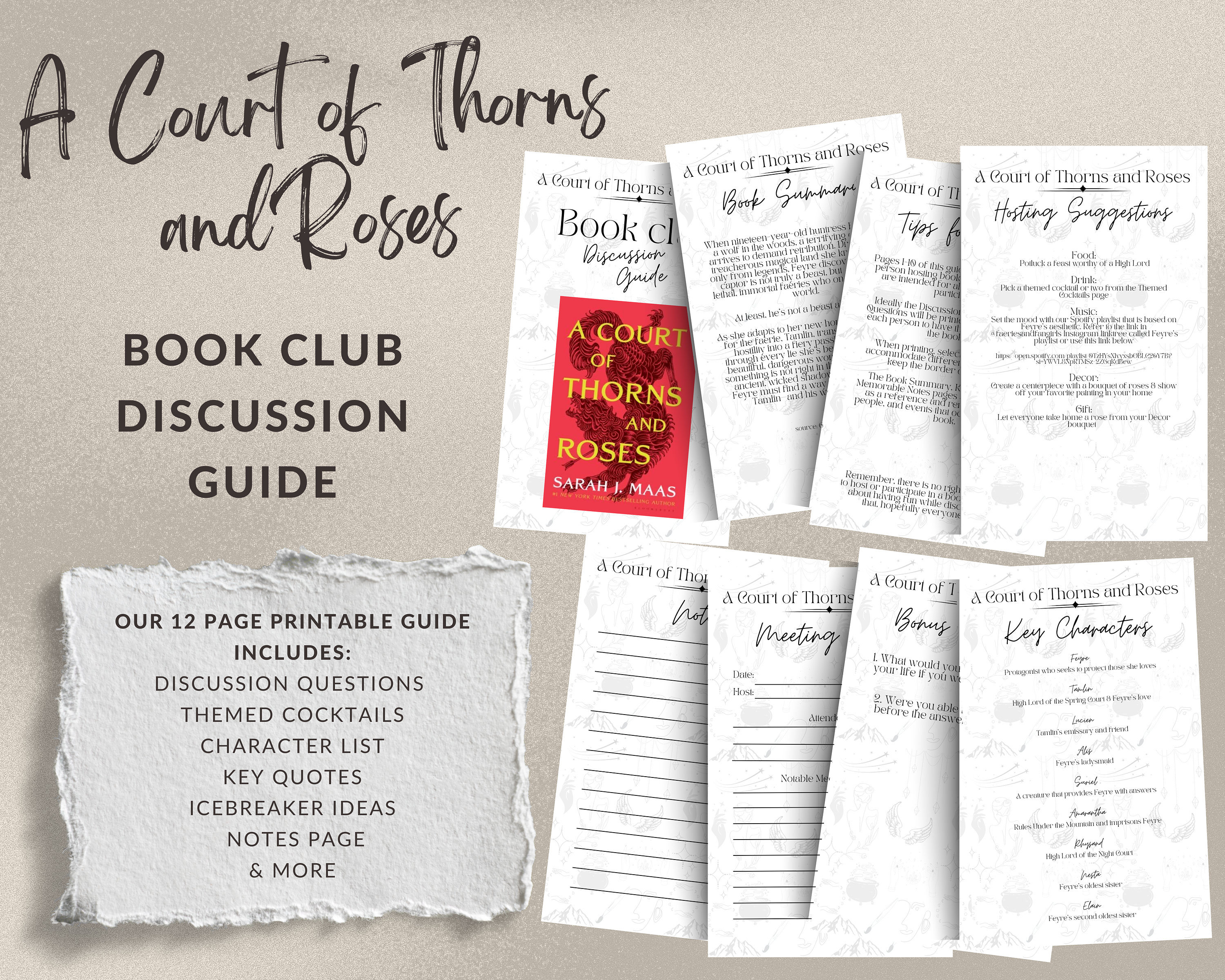 ACOTAR Book Club Discussion Guide / A Court of Thorns and Roses by