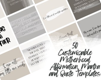 50 Mom/New Mom Affirmation Mantra Quote Instagram Templates Canva | Editable Quote Templates | Instagram Post Stories | Engagement Booster