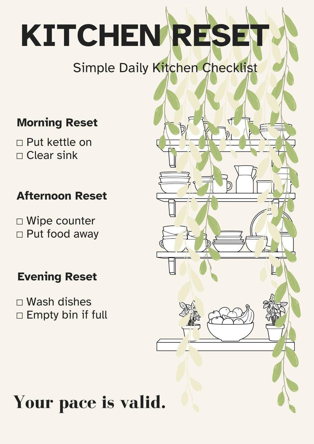 ADHD KITCHEN RESET Checklist | Neurodivergent Cleaning Printable ...