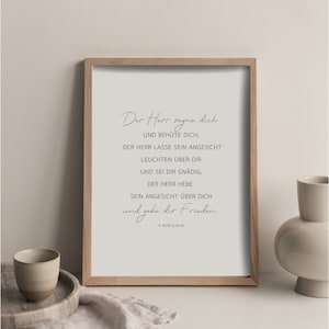 Der Herr segne dich | 4.Mose 6,24-26 | Taufgeschenk | Geburtstagsgeschenk | christliches Poster | Segensspruch | Wanddeko | Tischdeko