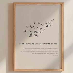 Seht die Vögel | Matthäus 6,26 | Druckbare Wandkunst | Modern BibelVers | Minimalistische christliche Dekoration | Schrift | Poster | modern