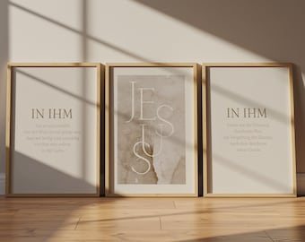 Set of 3 | Christian poster | Bible verse | Jesus | Biblical quote | Grace | Love | Wall art | Christian decoration | Modern poster