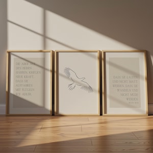 3er Set | christliches Poster | Jesaja 40,31 | Bibelvers | Biblisches Zitat | Deutsch | Wohnzimmer | Modern | Geschenk | Wanddeko
