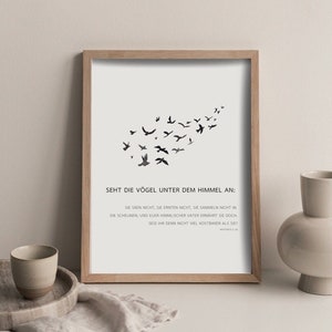 Seht die Vögel | Matthäus 6,26 | Druckbare Wandkunst | Modern BibelVers | Minimalistische christliche Dekoration | Schrift | Poster | modern