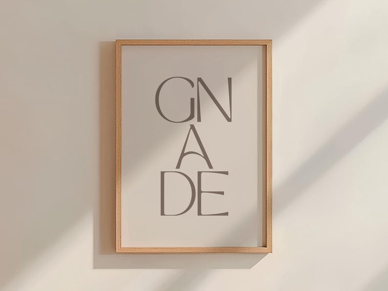 Gnade | Christliches Poster | Wanddeko | Bibelvers | Deutsch | minimalistisch | Wandposter | A4 & A3 | Geschenk Braun