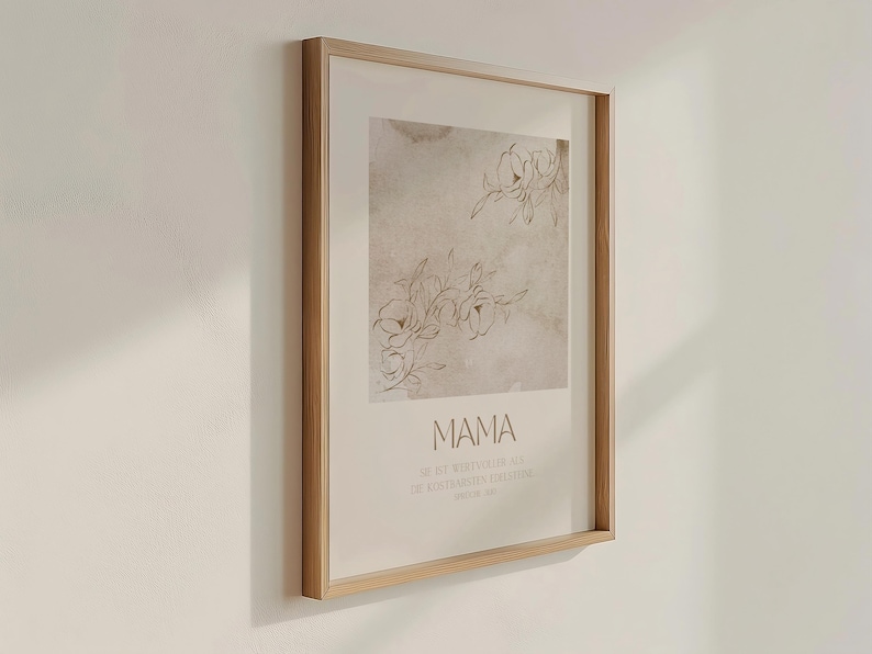 Mama | Christliches Poster | Muttertag | Geschenk | Wanddeko | Bibelvers | Sie ist wertvoller als die kostbarsten Edelsteine | Modern bild 4