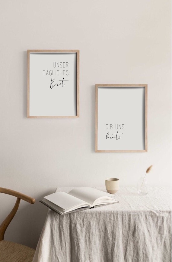 2er Set | Unser tägliches Brot gib uns heute | Esszimmer | Küche | christliches Poster | Wanddeko |  Minimalistisch | schlicht | modern